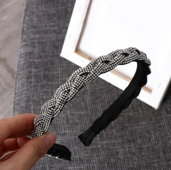 Black Natasha luxury headband Rhinestone wedding or bridal shower Natasha Couture | Accessories | Black Natasha Luxury  main image 3